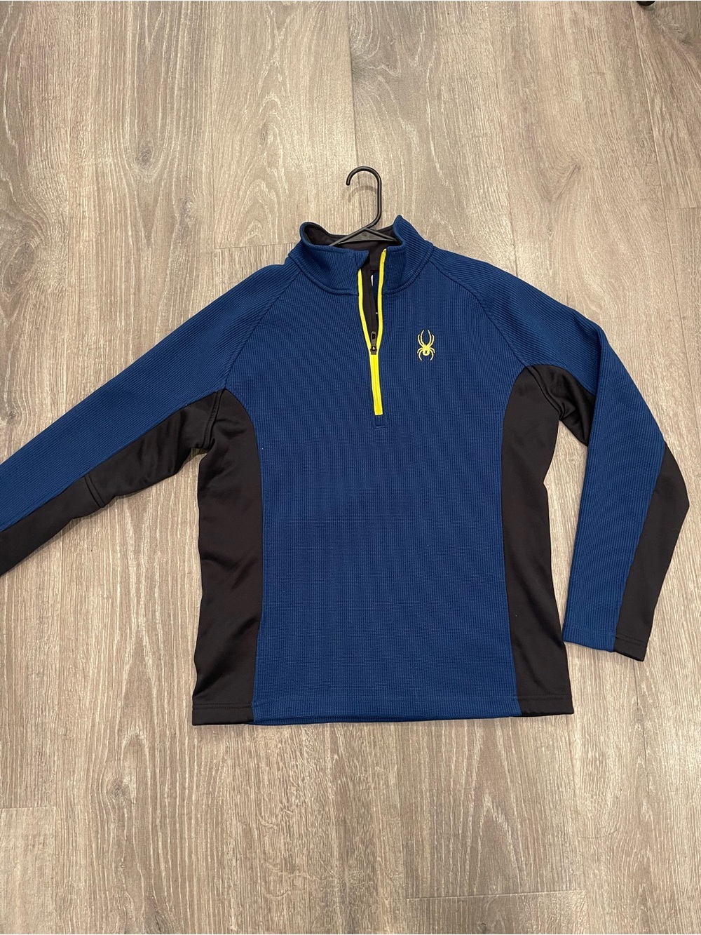Spyder Men’s Navy Blue Quarter-Zip Performance Pullover with Yellow Accent